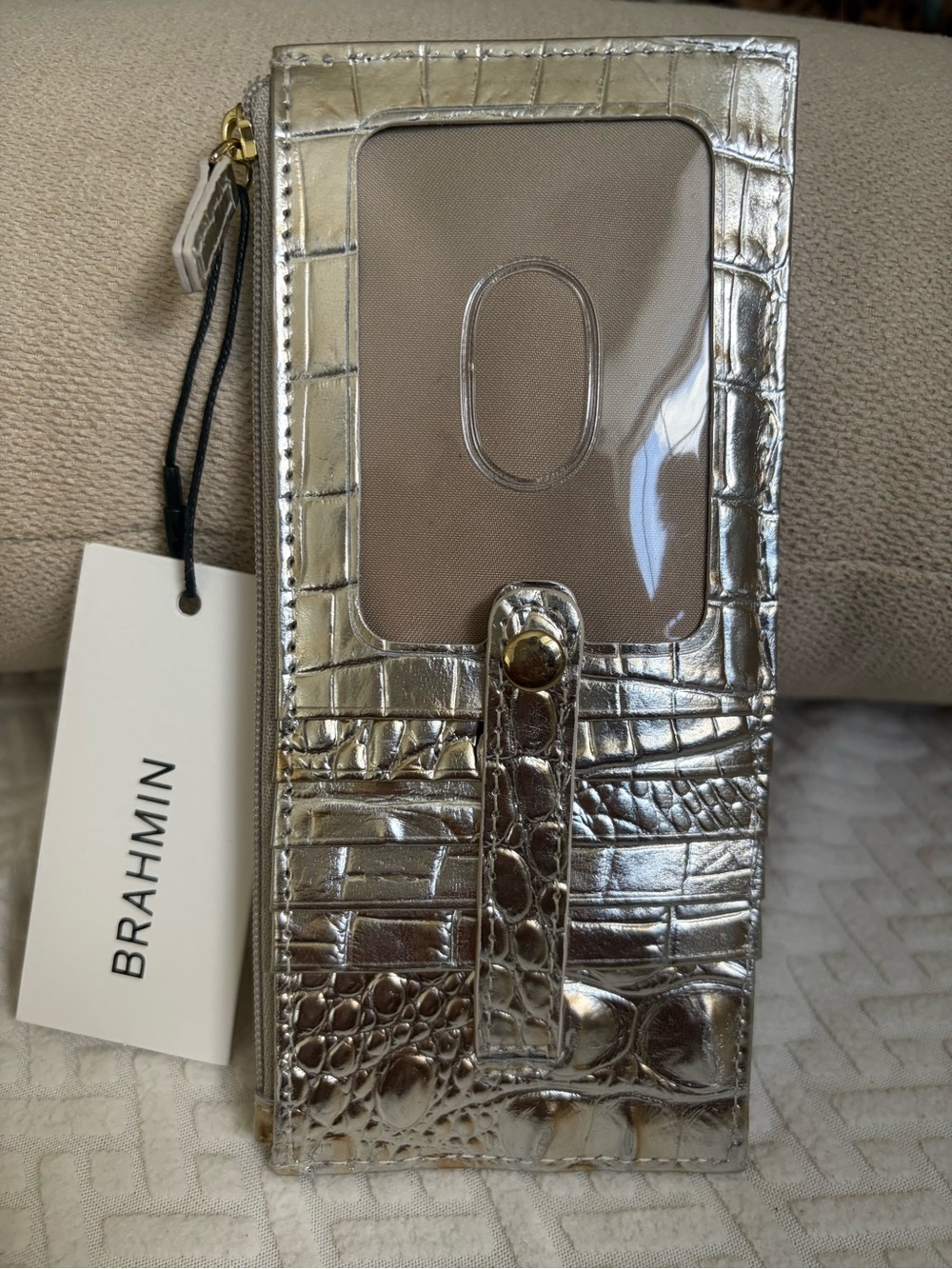NWT Brahmin Macchiato Melbourne Silver Credit Card Wallet - Picture 5 of 13
